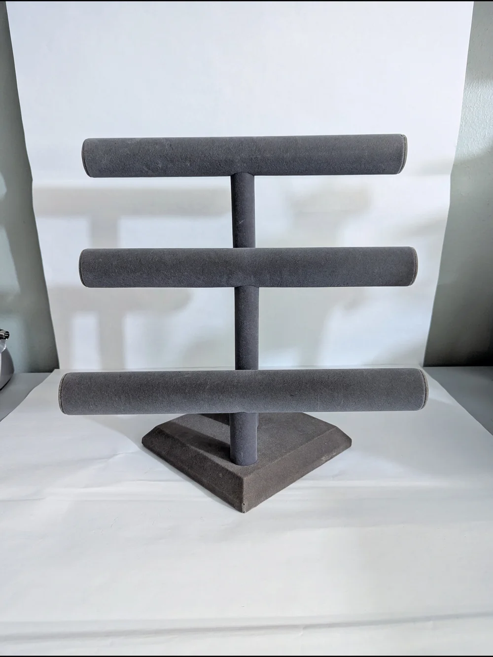Velvet 3-Tier Jewelry Display in Charcoal Gray